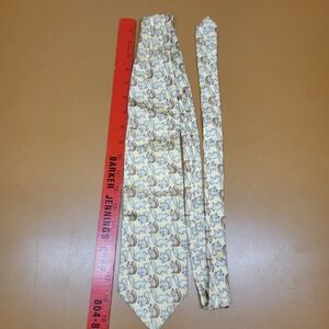 Paolo Gucci Mens Silk Tie Yellow Squirrel Animal Print Made in Italy Hand Made